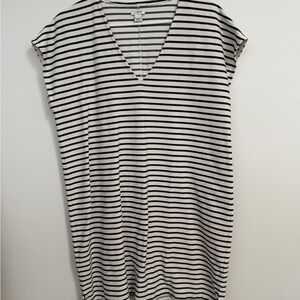 J. Crew Factory Navy and Cream Striped V-Neck Tunic Dress